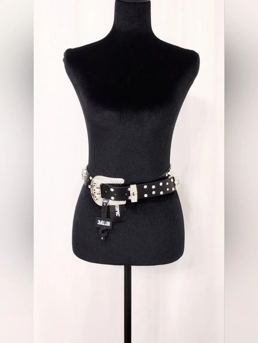 Black Studded Gothic Style Buckle Belt With Skulls
